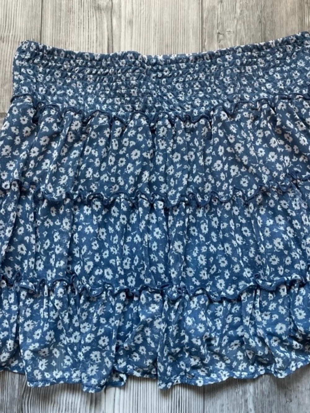 Altar'd State Blue Floral Tiered Mini Skirt